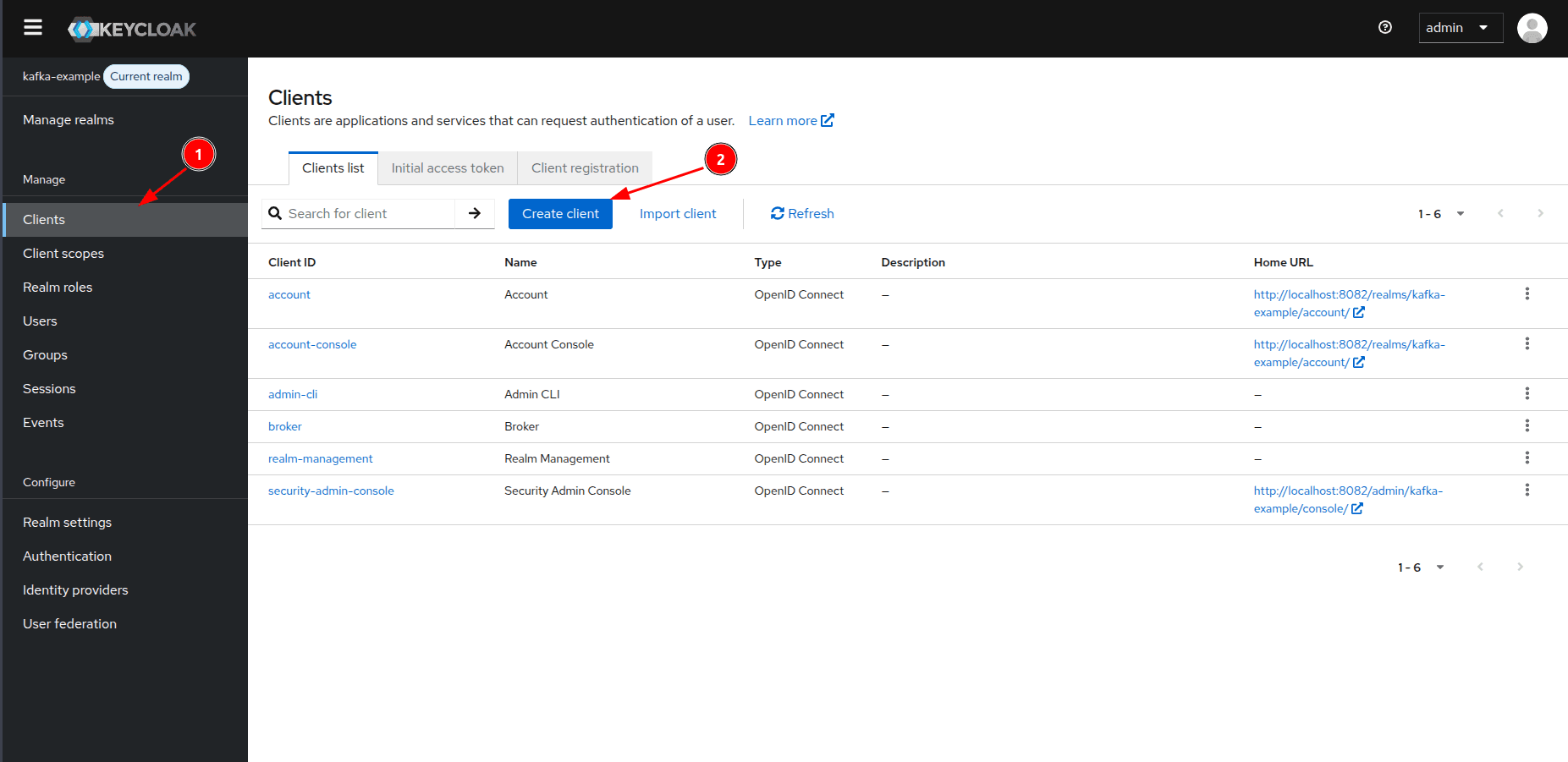 Criar client no Keycloak.
