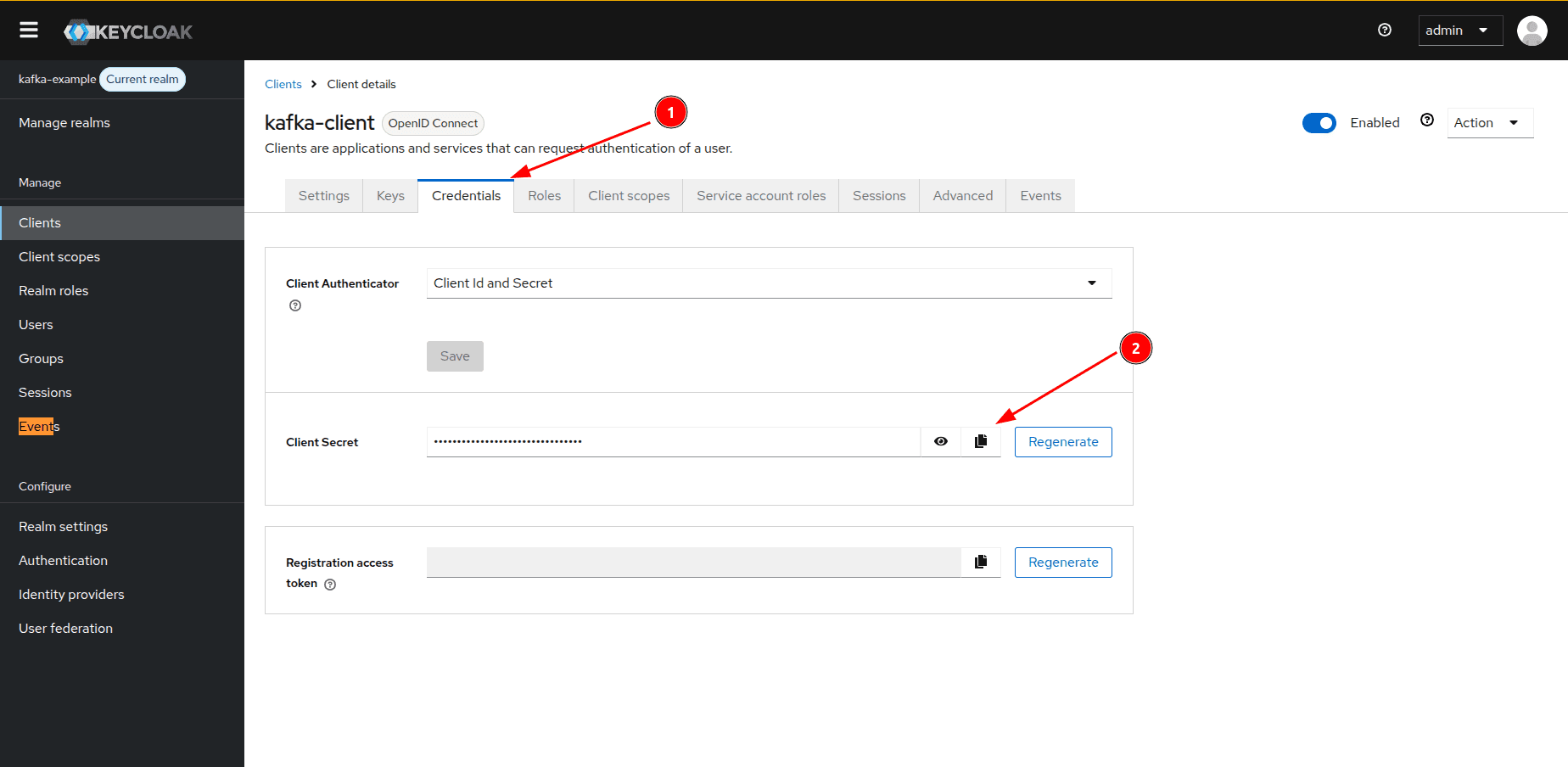 Client secret do kafka-client.